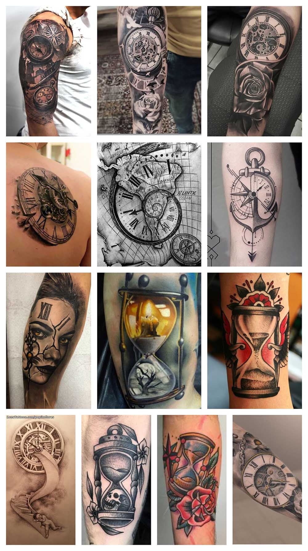 Ejemplos e ideas de tataujes de tiempo y relojes