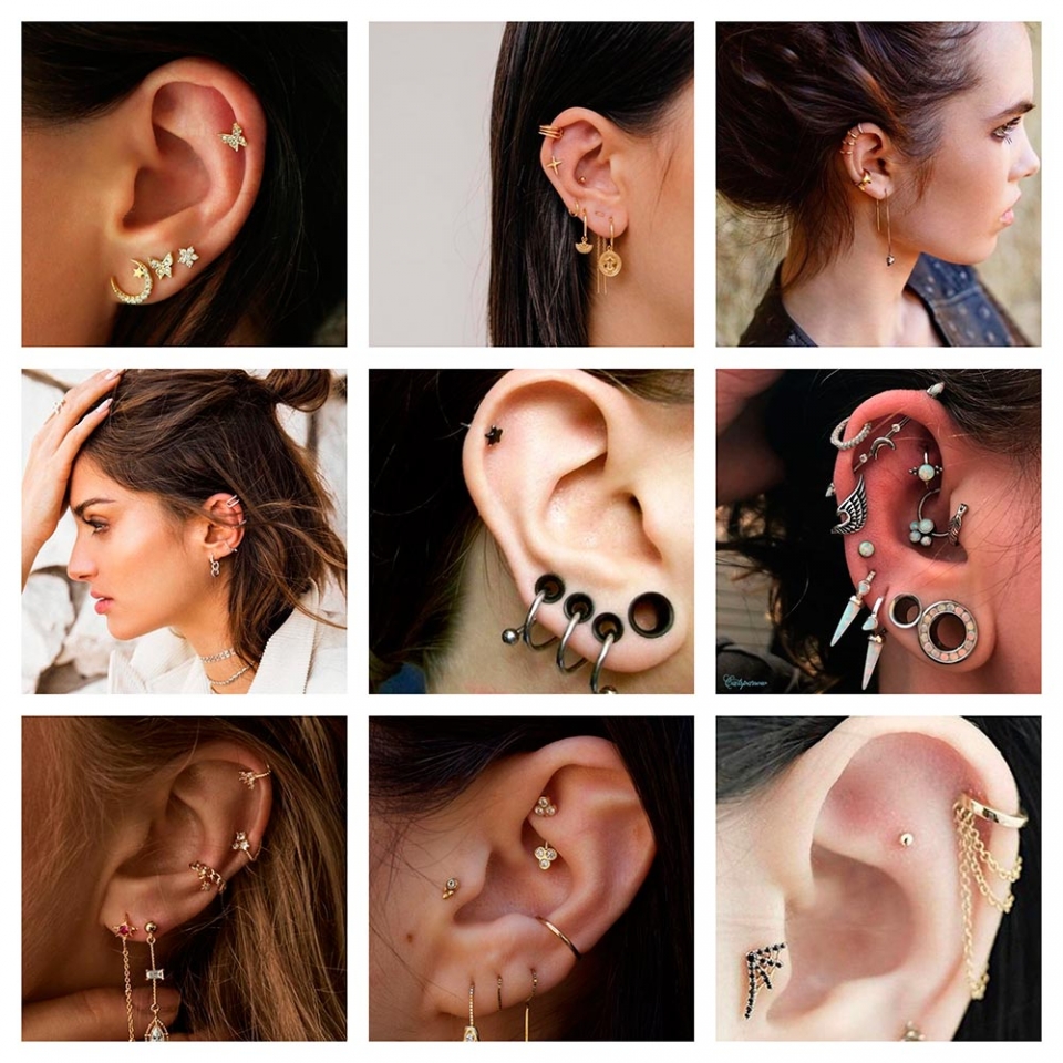 Galería de ejemplos de orejas multi piercings