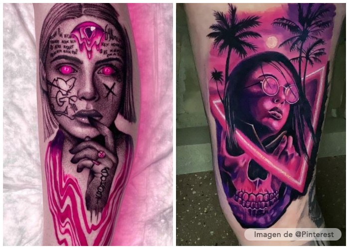 tatuajes de estilo neon rosa