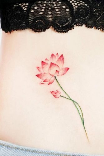 tatuajes en la barriga para mujer flor de loto