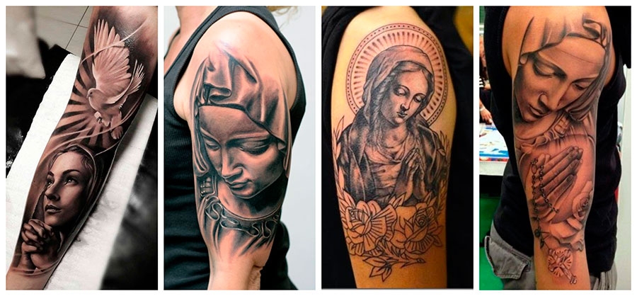 Tattoos en los brazos Virgin Mary