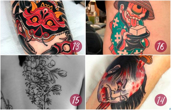 tatuajes heikegani, namukubi, sakura y hitotsume kozo japón