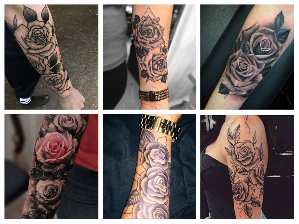 Inspiración para realizarse un Tatuaje con rosas en diferentes partes del brazo