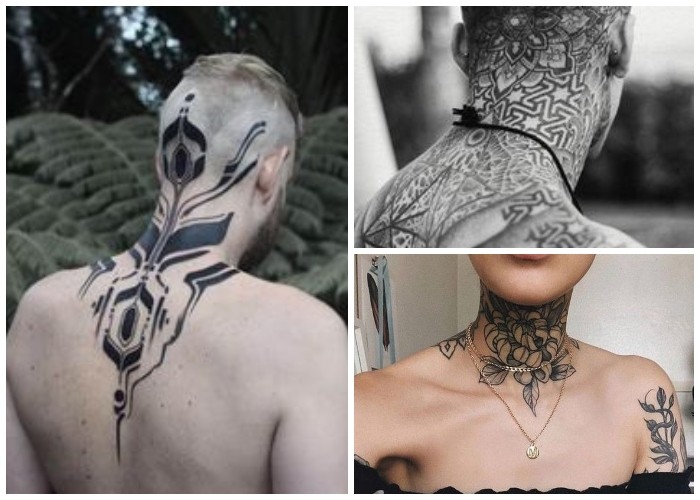 tatuajes en el cuello y la espalda